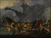 The Battle of Lepanto, 1571, with crowded boats and men struggling to shore in the foreground