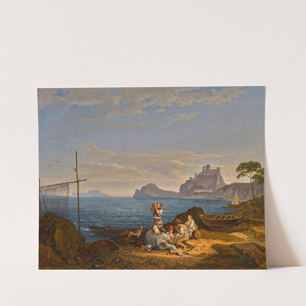 The Bay Of Naples, Capri Beyond by Adrian Ludwig Richter