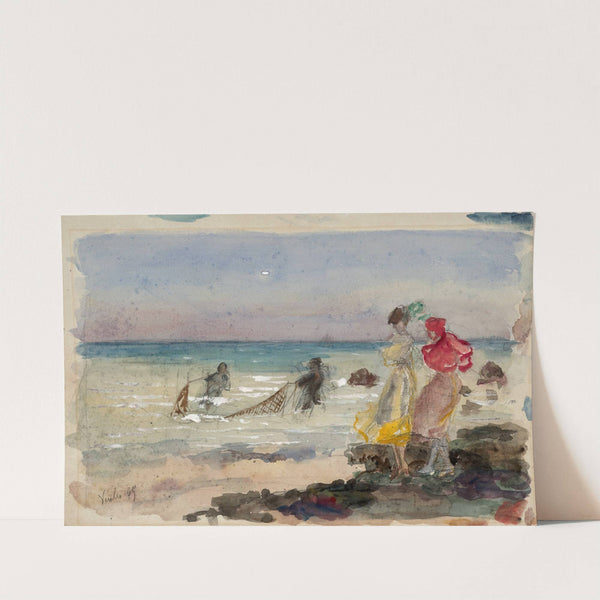 The beach at Veules-les-Roses by Marie Bracquemond