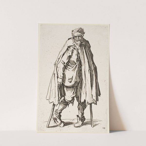 The Beggar on Crutches Carrying a Sack (1622) by Jacques Callot