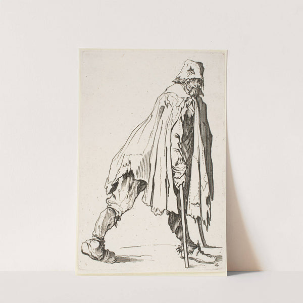 The Beggar on Crutches Wearing a Hat (1622) by Jacques Callot