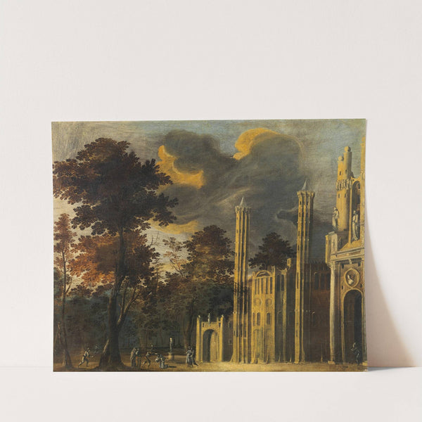 The beheading of a Saint in front of a cathedral by François de Nomé