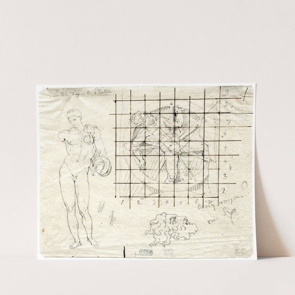 The Belvedere Antonous, and a man bound to a wheel, his head repeated by David Humbert de Superville