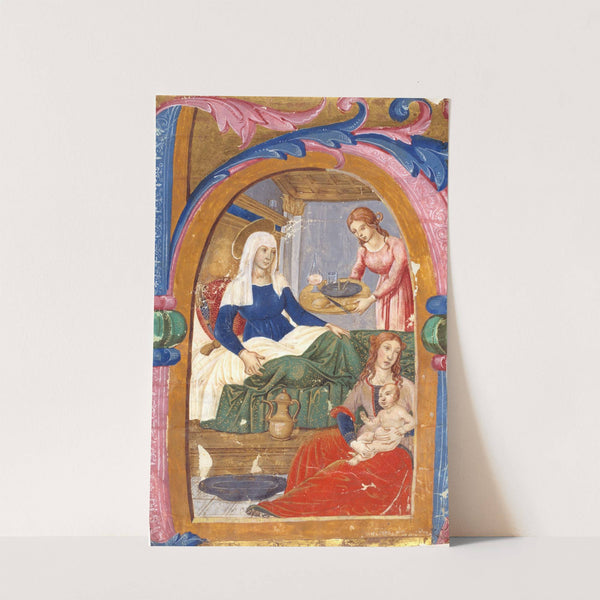 The birth of the Virgin in an initial H by Domenico Ghirlandaio