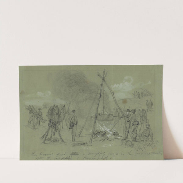 The bivouac feast after a successful forage in the enemies country after the occupation of Munson's hill by Alfred Rudolph Waud