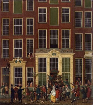 The Bookshop and Lottery Agency of Jan de Groot in the Kalverstraat in Amsterdam