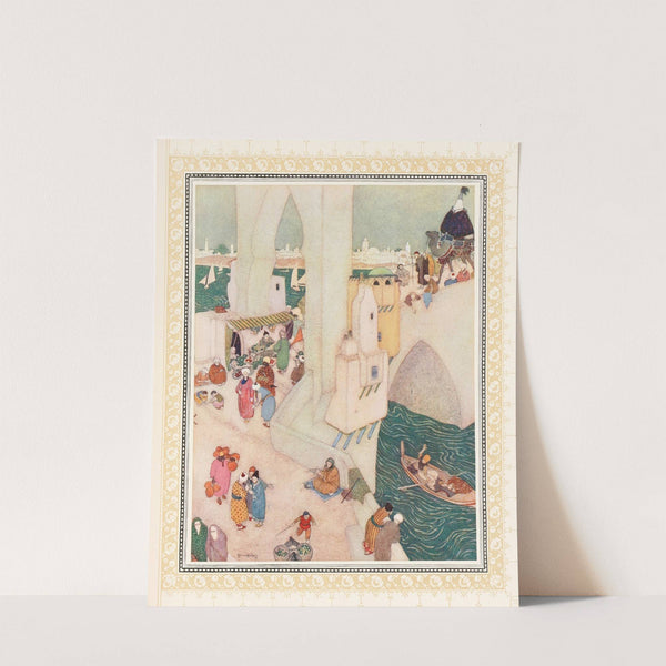 The Bridge at Baghdad where Abu-l-Hasan awaits strangers (1914) by Edmund Dulac