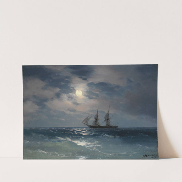 The Brig Mercury In Moonlight by Ivan Konstantinovich Aivazovsky