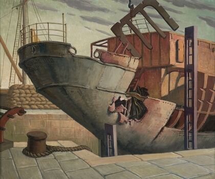 The ‘British Chancellor’ in dry dock, Falmouth, Oct. 1940