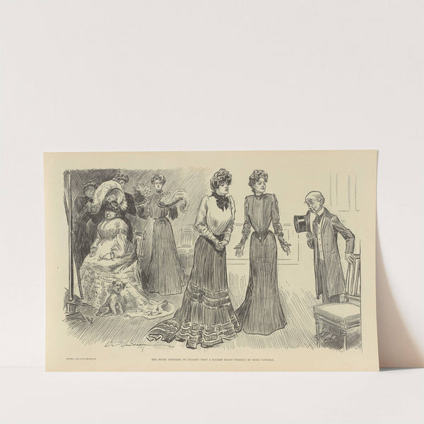 The brute ventures to suggest that a bonnet might possibly be more suitable (1900-1905) by Charles Dana Gibson