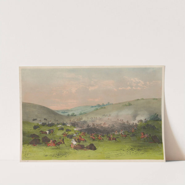 The Buffalo hunt; ‘Surrounding the herd’ by Currier & Ives.