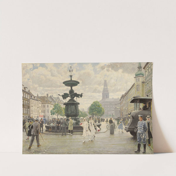 The Bustling Amager Square, Cophenhagen by Paul Fischer