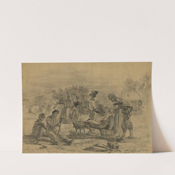 The camp barber-taking a shave-Saturday-Rappahannock Station, Va. by Edwin Forbes