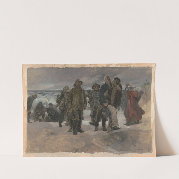 The Captain started up the dune with the bedraggled body of the unconscious man by George Hand Wright