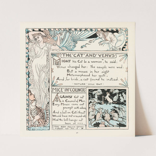 The Cat and Venus, Mice in Council (1908) by Walter Crane