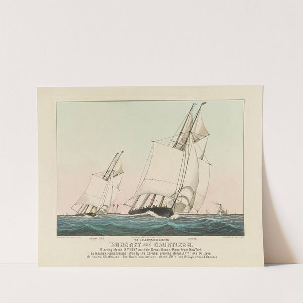 The celebrated Yachts Coronet and Dauntless (1887) by Currier & Ives.