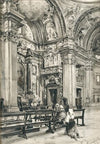 The church nave of Il Gesù in Rome with women in prayer (1883)