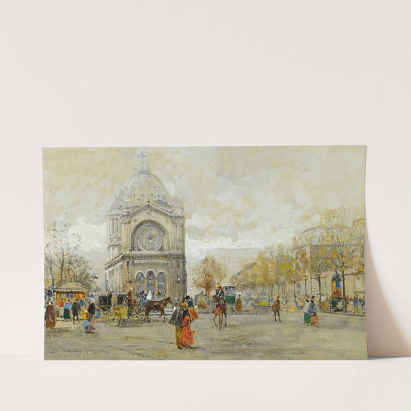 The Church of St. Augustin, Paris by Eugène Galien-Laloue