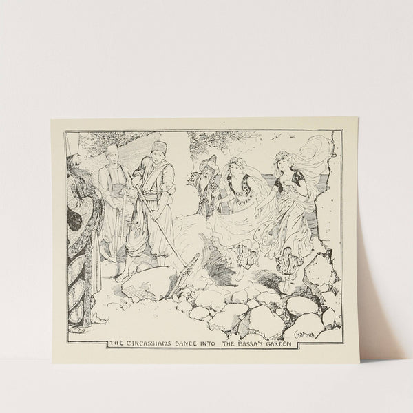 The Circassians dance into the Bassa’s Garden (1905) by Henry Justice Ford