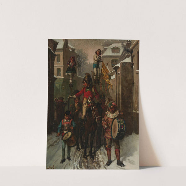 The Circus Coming Into Town On A Snowy Evening by Pierre-Marie Beyle