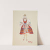 The Clown Prince: red apron dress with white puffed sleeves (1934-1943) by Blanche Morgan
