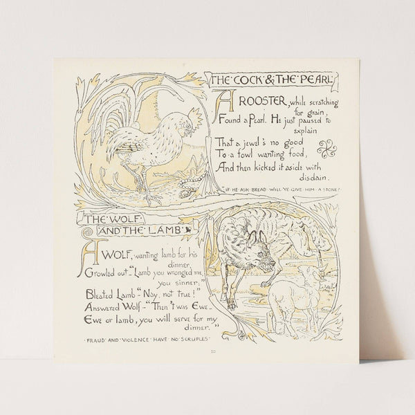 The Cock and the Pearl, The Wolf and the Lamb (1908) by Walter Crane