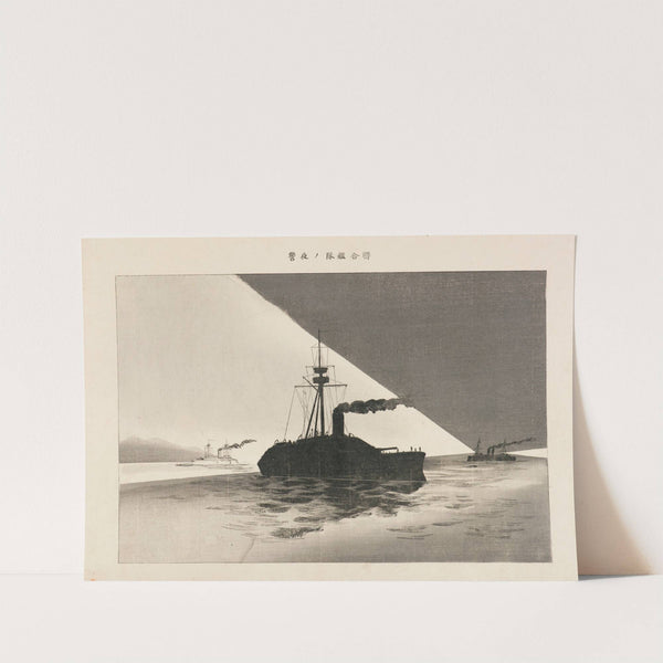 The Combined Fleet on Night Watch, from the Series ‘Picture Scroll of Distinguished Service’ (1897) by Takahashi Shōtei