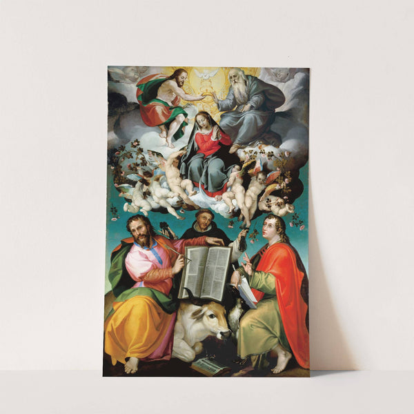 The Coronation of the Virgin with Saints Luke, Dominic, and John the Evangelist (ca 1580) by Bartolomeo Passarotti