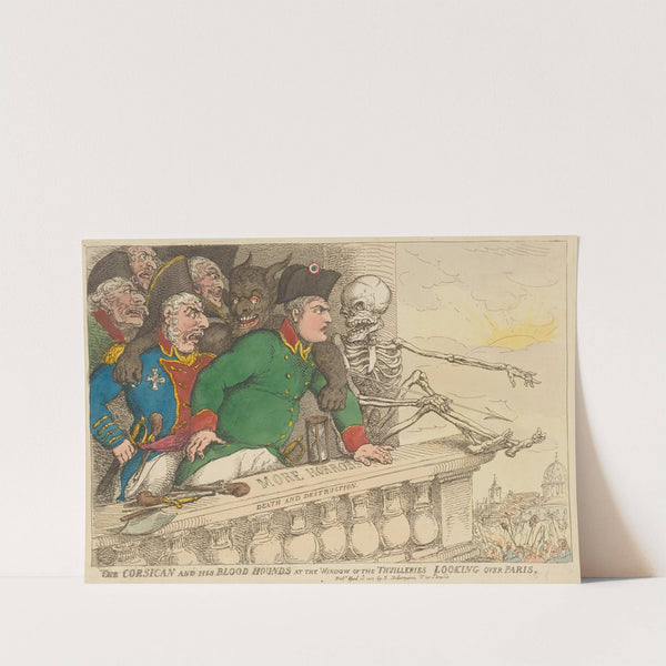 The Corsican and his blood hounds at the window of the Thuilleries looking over Paris (1815) by Thomas Rowlandson