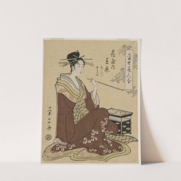 The Courtesan Ariwara of the Tsuruya Seated by a Smoking Chest (From the series A Collection of Modern Beauties) (mid 1790s) by Chōbunsai Eishi