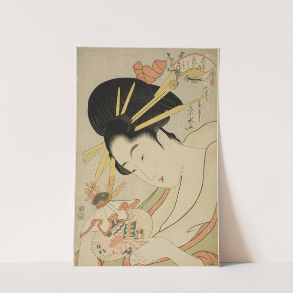 The Courtesan Hanahito of the Ogiya and attendants Sakura and Momiji, from the series 'Beauties of the Five Festivals (Bijin gosekku)' by Ichirakutei Eisui