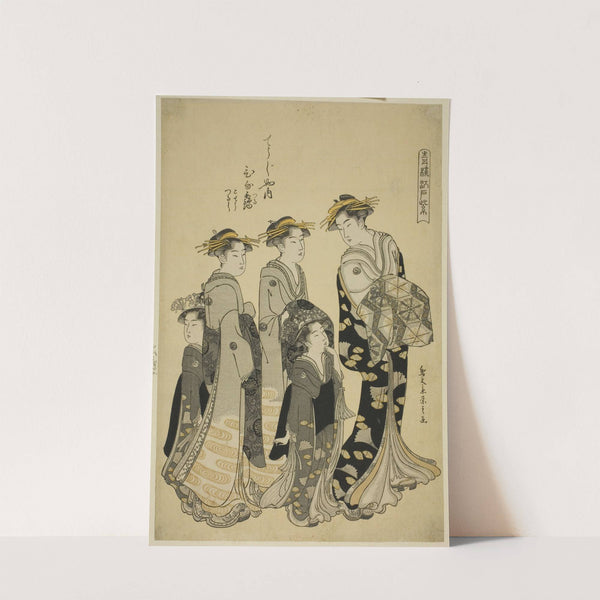 The Courtesan Hinazuru of the Chojiya with her Attendants, from the series ‘Edo Purple in the Pleasure Quarters (Seiro Edo murasaki)’ (c. 1790) by Chōbunsai Eishi
