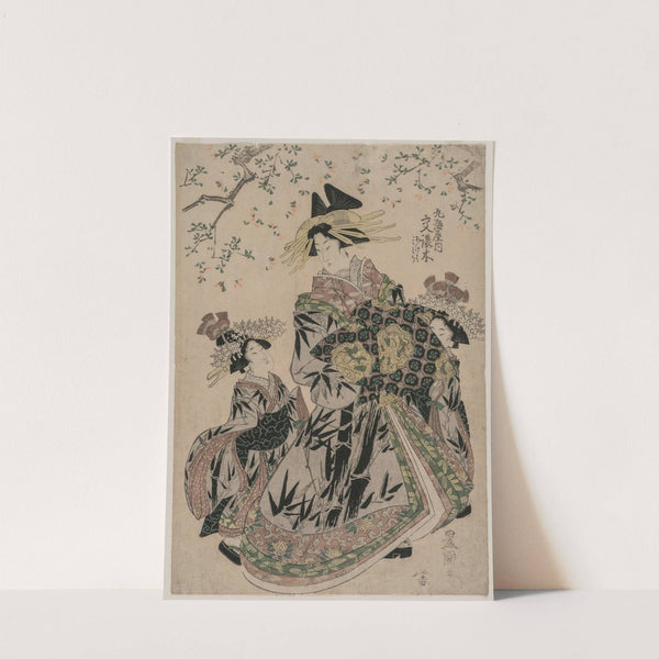 The Courtesan Katakoshigi (?) of Maruebiya with her Kamuro Ageha and Midori by Toyokuni Utagawa