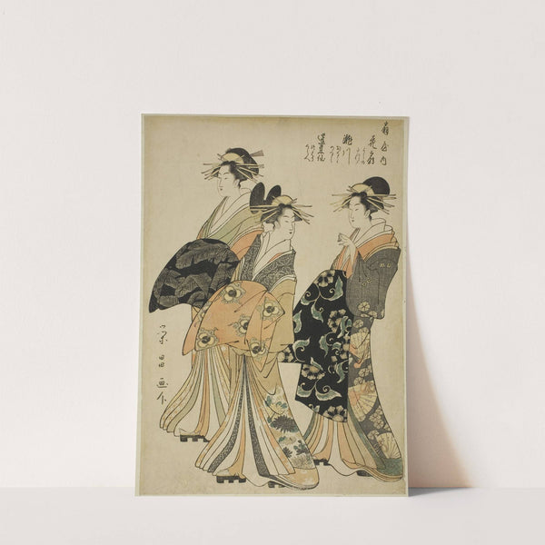 The Courtesans Hanaogi, Segawa, and Miyahito of the Ogiya by Chokosai Eisho