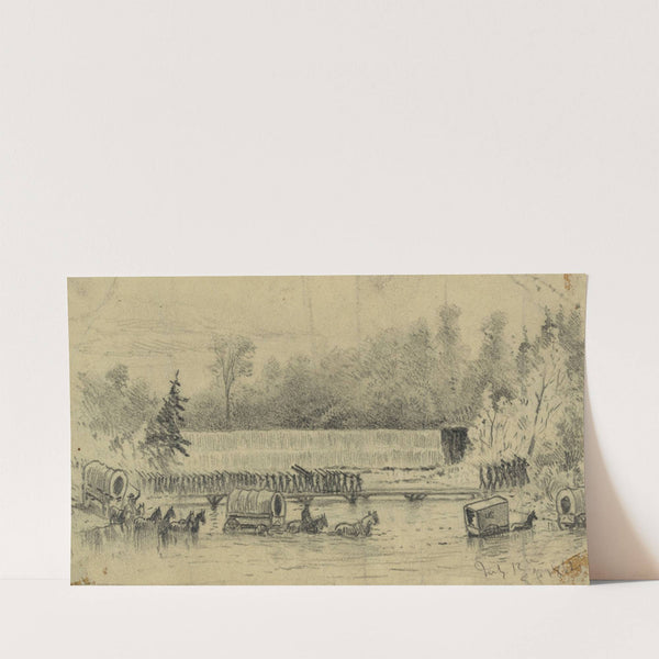 The crossing of the North Fork of the Rappahannock River, near Waterloo, by Gen. Bank’s Corps (1862) by Edwin Forbes