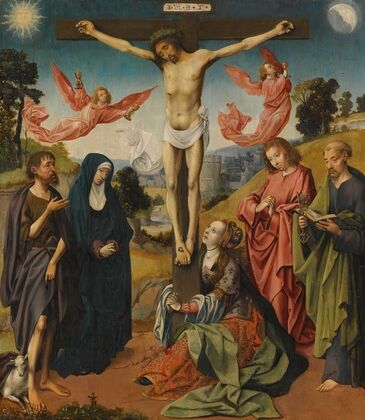 The Crucifixion With The Virgin Mary, Saints Mary Magdalene, John The Baptist, Peter, And An Unidentified Male Saint