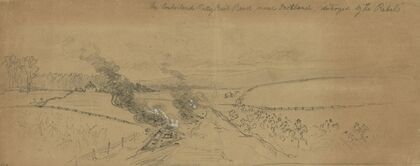 The Cumberland Valley Rail Road, near Scotland, destroyed by Rebels