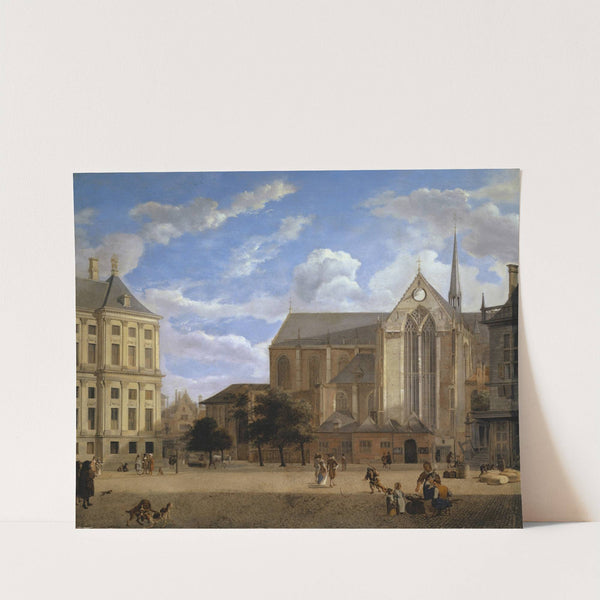 The Dam in Amsterdam towards the Townhall and Nieuwe Kerk by Jan van der Heyden