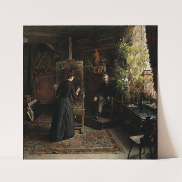 The Danish Artist Bertha Wegmann Painting a Portrait by Jeanna Bauck