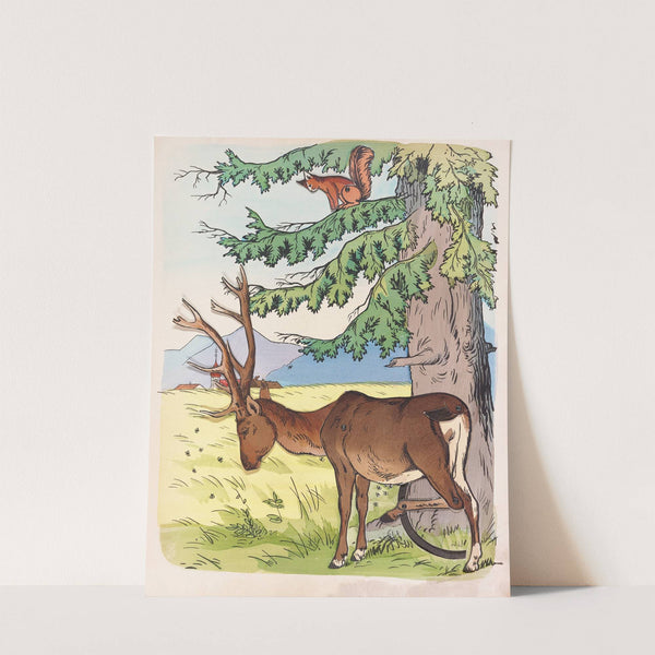 The deer and the squirrel by Lothar Meggendorfer