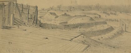 The defenses of Manassas on the Orange and Alex. R.R. north of the station, looking S.E.