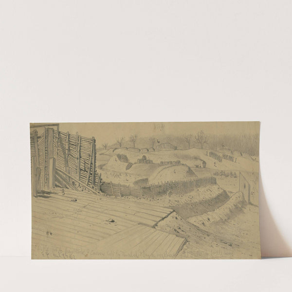 The defenses of Manassas on the Orange and Alex. R.R. north of the station, looking S.E. (1862) by Edwin Forbes