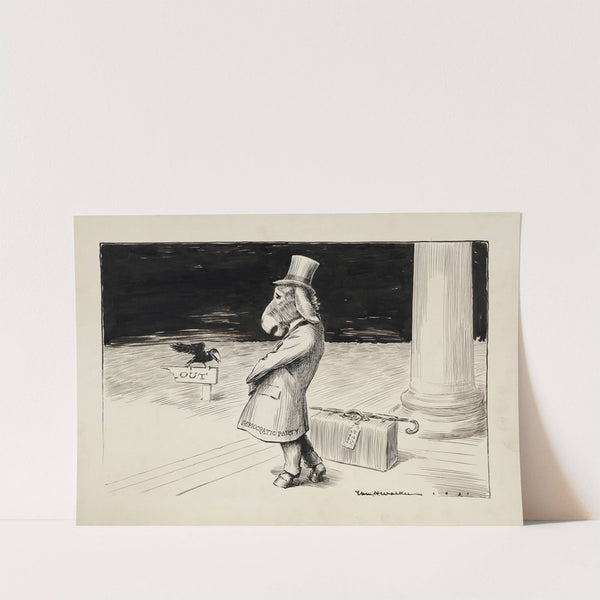 The Democratic Party donkey stands on the steps of the capitol, forced to leave (1921) by William Henry Walker