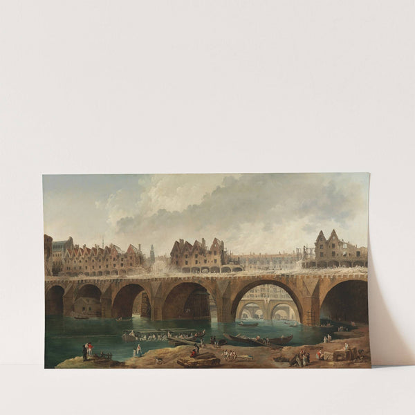 The demolition of the houses on the Notre Dame Bridge in Paris (ca 1788) by Hubert Robert