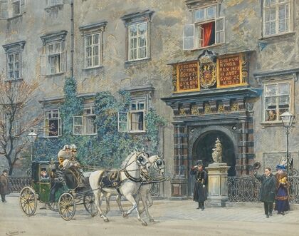 The Departure of Emperor Francis Joseph, near the Schweizertor in Hofburg residence — size preview