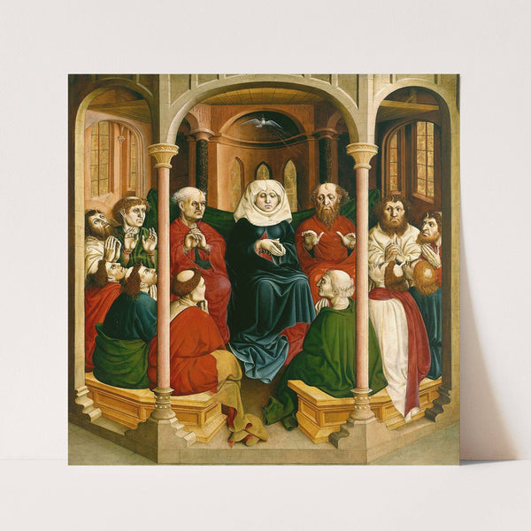 The descent of the Holy Spirit (Pentecost); The Wings of the Wurzach Altar (left panel) (1437) by Hans Multscher