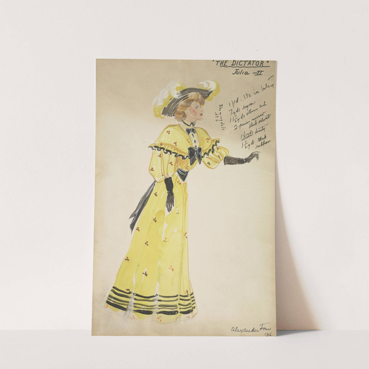 The Dictator: Julia-II yellow dress with matching hat (1934-1943) by Alex Jones