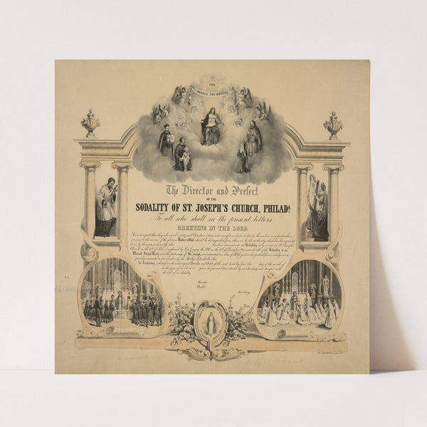 The director and prefect of the Sodality of St. Joseph’s Church, Philada. To all who shall see the present letters greeting in the Lord (1860) by James Fuller Queen