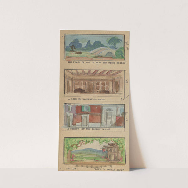The Disappointment: Sketch no. 4, The Place of Action (Near the Stone Bridge), A Room in Washball’s House (1934-1943) by Wood MacLane