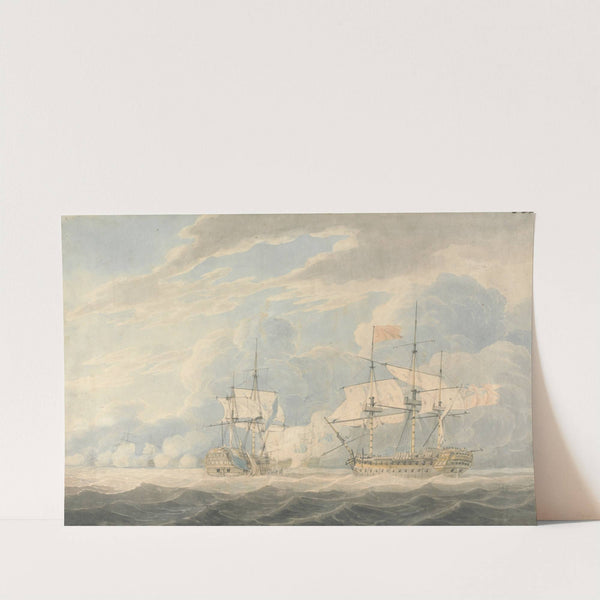 The Dutch Vice Admiral under Admiral De Winter striking his flag to the English Vice Admiral Onslow under Admiral Duncan at the Battle of Camperdown, 11th October 1797 by Robert Cleveley